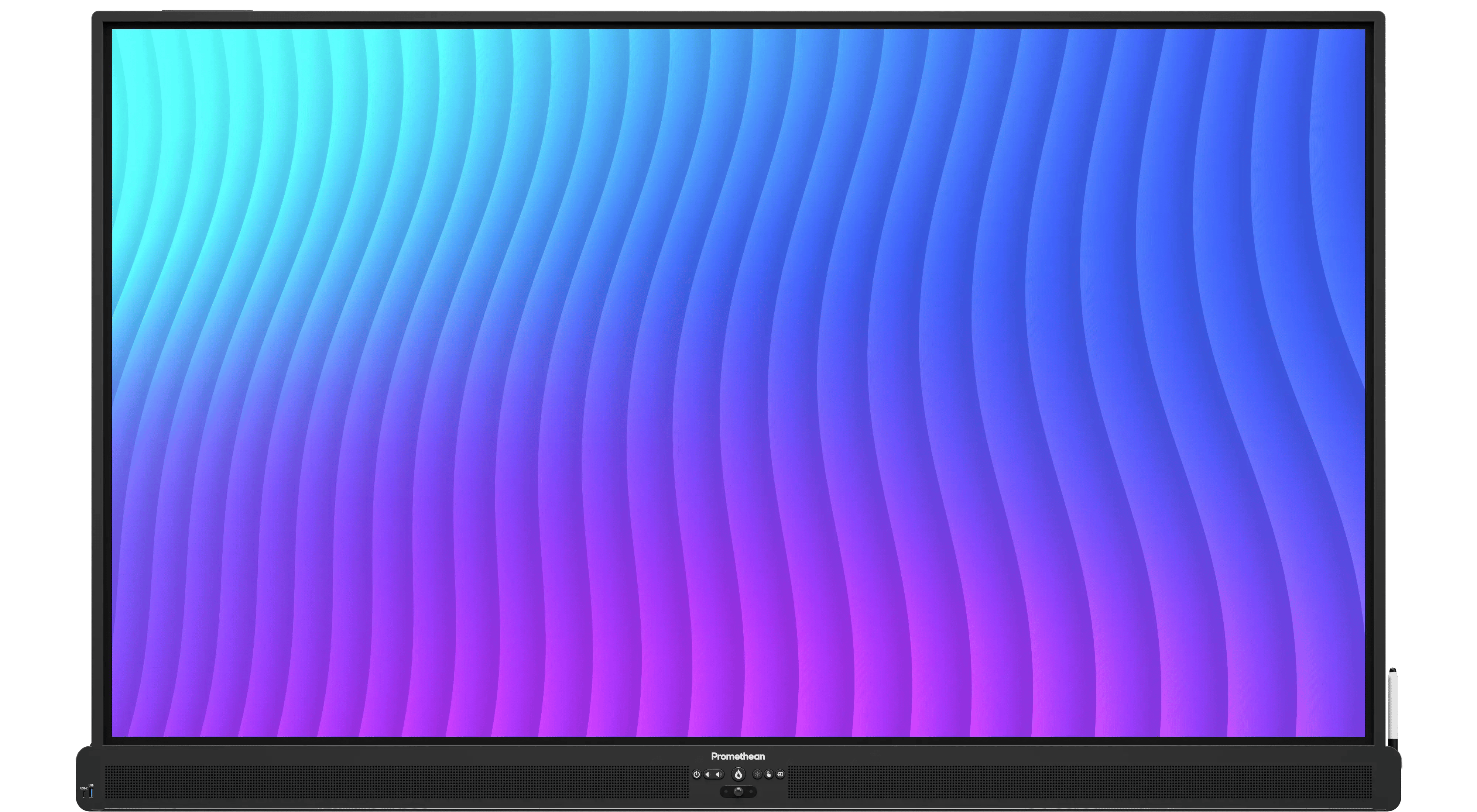 Promethean ActivPanel 10 showing the high-performance 4K display and front-facing speakers for classroom collaboration.