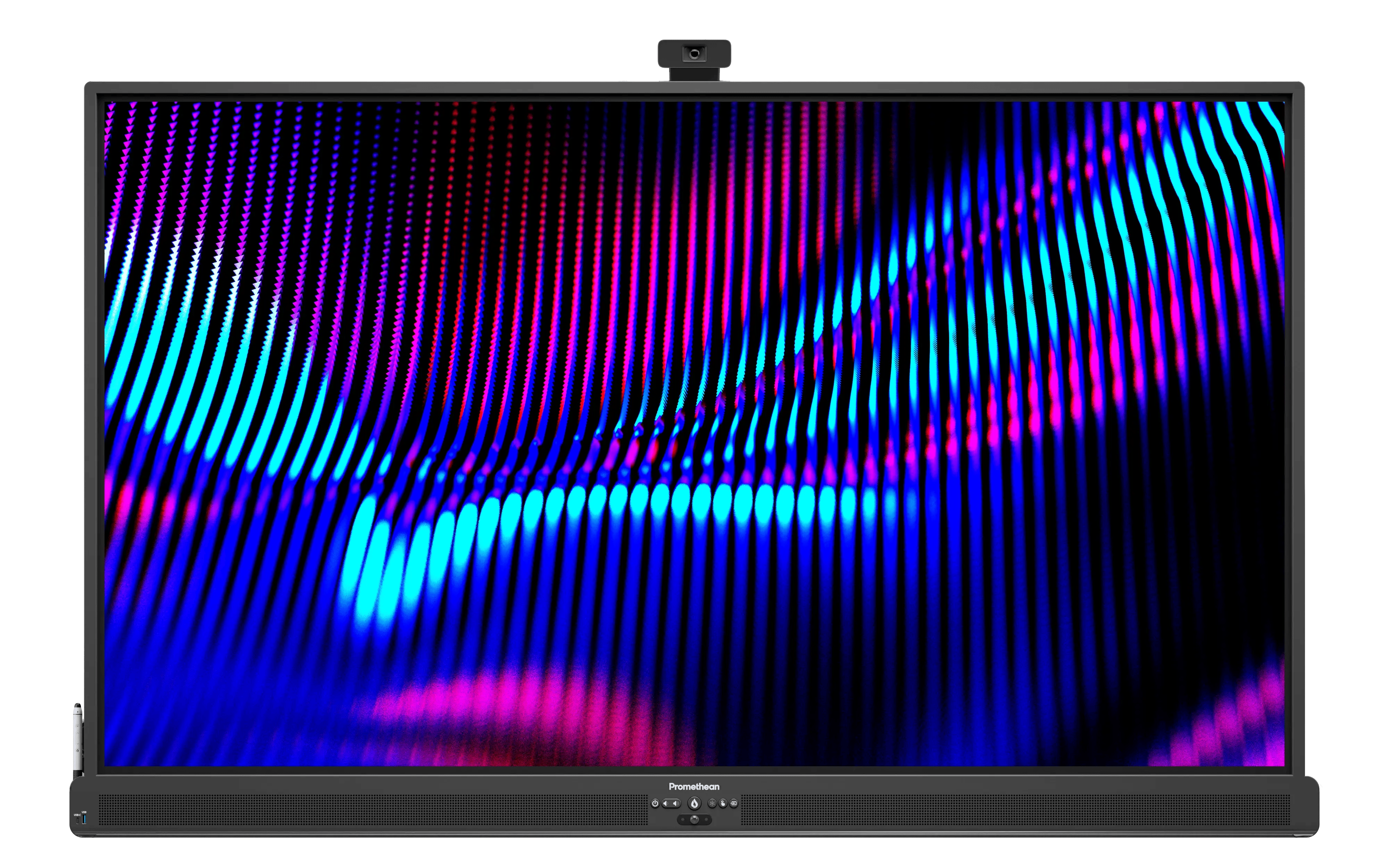 Promethean ActivPanel 10 Premium featuring 4K QLED technology, integrated microphone array, and 4K camera for hybrid learning.